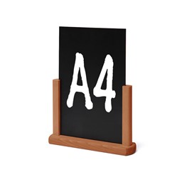 Zeige Details für Kreidetafel-Tischaufsteller (A4) mit hellbraunem Holzfuss Bild von Kreidetafel-Tischaufsteller (A4) mit hellbraunem Holzfuss