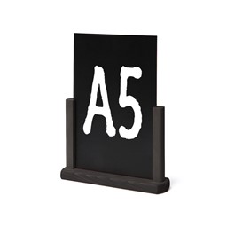 Zeige Details für Kreidetafel-Tischaufsteller (A5) mit schwarzem Holzfuss Bild von Kreidetafel-Tischaufsteller (A5) mit schwarzem Holzfuss