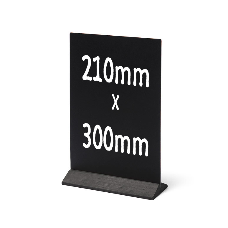 Bild von Kreidetafel-Tischaufsteller (210x300mm) mit schwarzem Holzfuss