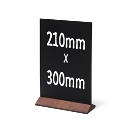 Zeige Details für Kreidetafel-Tischaufsteller (210x300mm) mit dunkelbraunem Holzfuss Bild von Kreidetafel-Tischaufsteller (210x300mm) mit dunkelbraunem Holzfuss