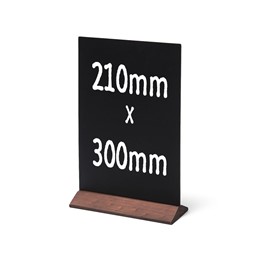 Bild von Kreidetafel-Tischaufsteller (210x300mm) mit dunkelbraunem Holzfuss