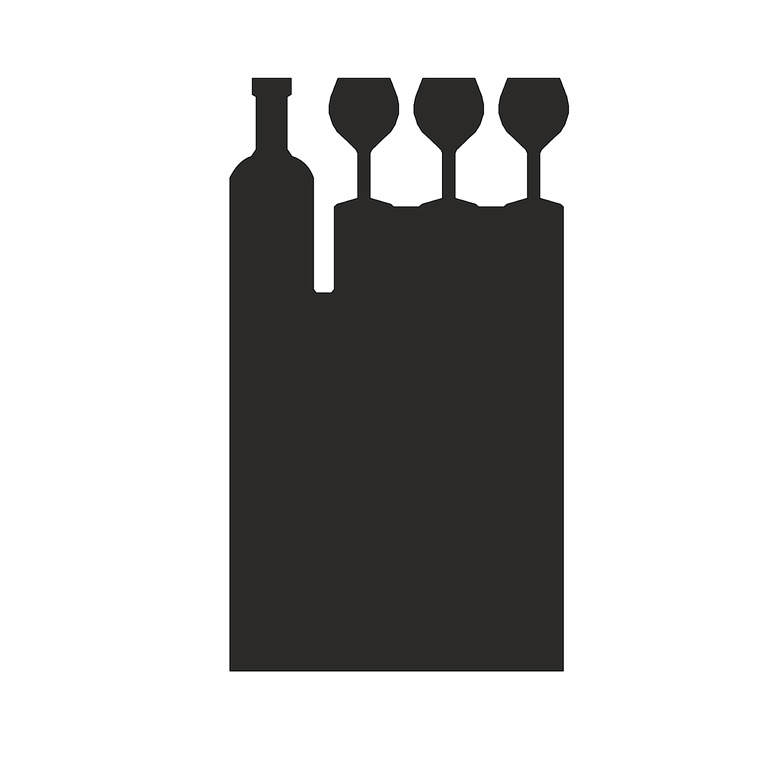 Immagine di Weinflasche mit Gläser Kreidetafel als Tischaufsteller